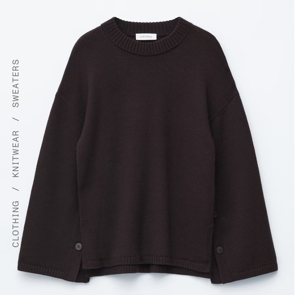 & Other Stories Sweaters - & Other Stories Chocolate Brown Knit Crewneck Sweater 100% Merino Wool
